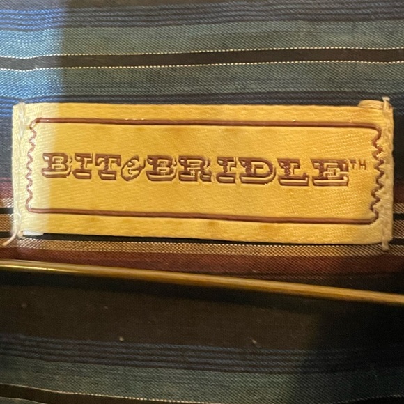 Bit & Bridle Shirt Mens 2XL Blue Red(burgundy)Western Plaid Pearl Snap‎ Pocket. - Picture 3 of 6